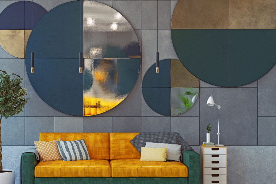 RollSteel - hurtownia stali nierdzewnej | Industrialny styl w salonie – blacha dekoracyjna na ścianę jako główny akcent aranżacja salonu styl industrialny